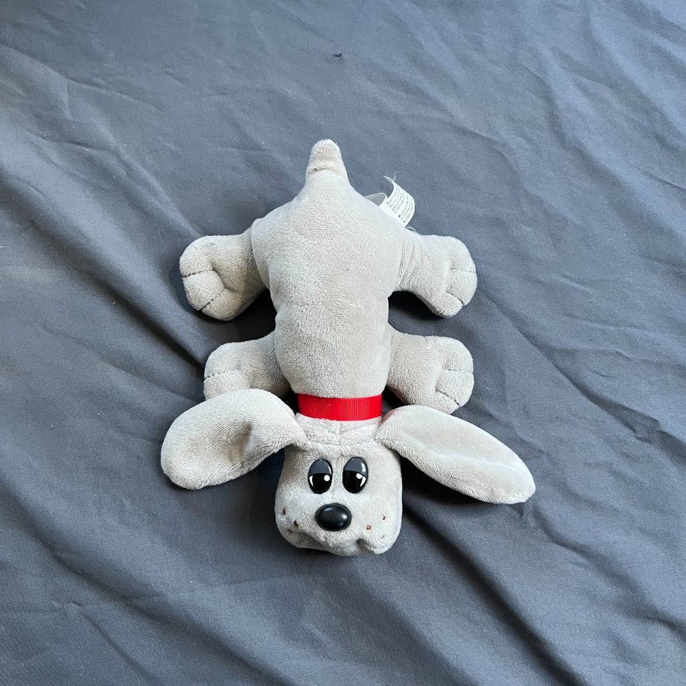 Vintage Pound Puppy Dog Plush Stuffed Animal 1985 Tonka Small Gray w/ Red Collar